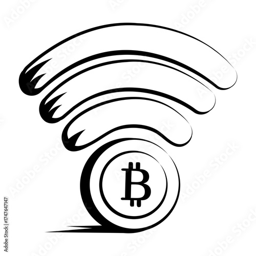 Hand drawn style icon depicting bitcoin