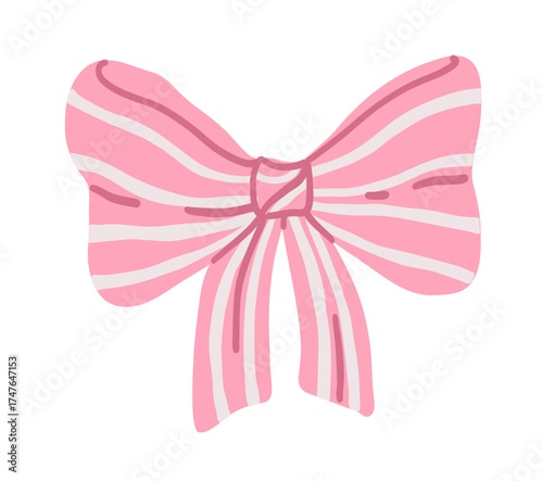 Coquette pink bow with stripe pattern for gift box or hair