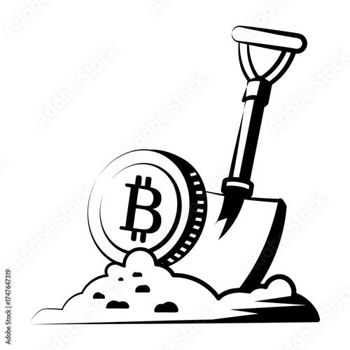 Hand drawn style icon depicting bitcoin