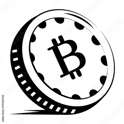 Hand drawn style icon depicting bitcoin