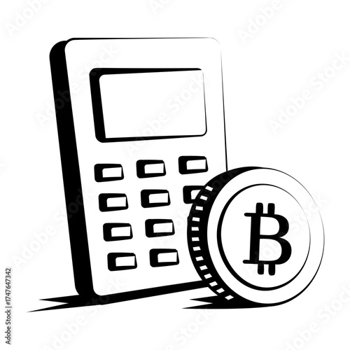 Hand drawn style icon depicting bitcoin