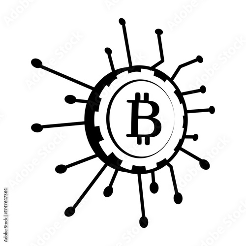 Hand drawn style icon depicting bitcoin