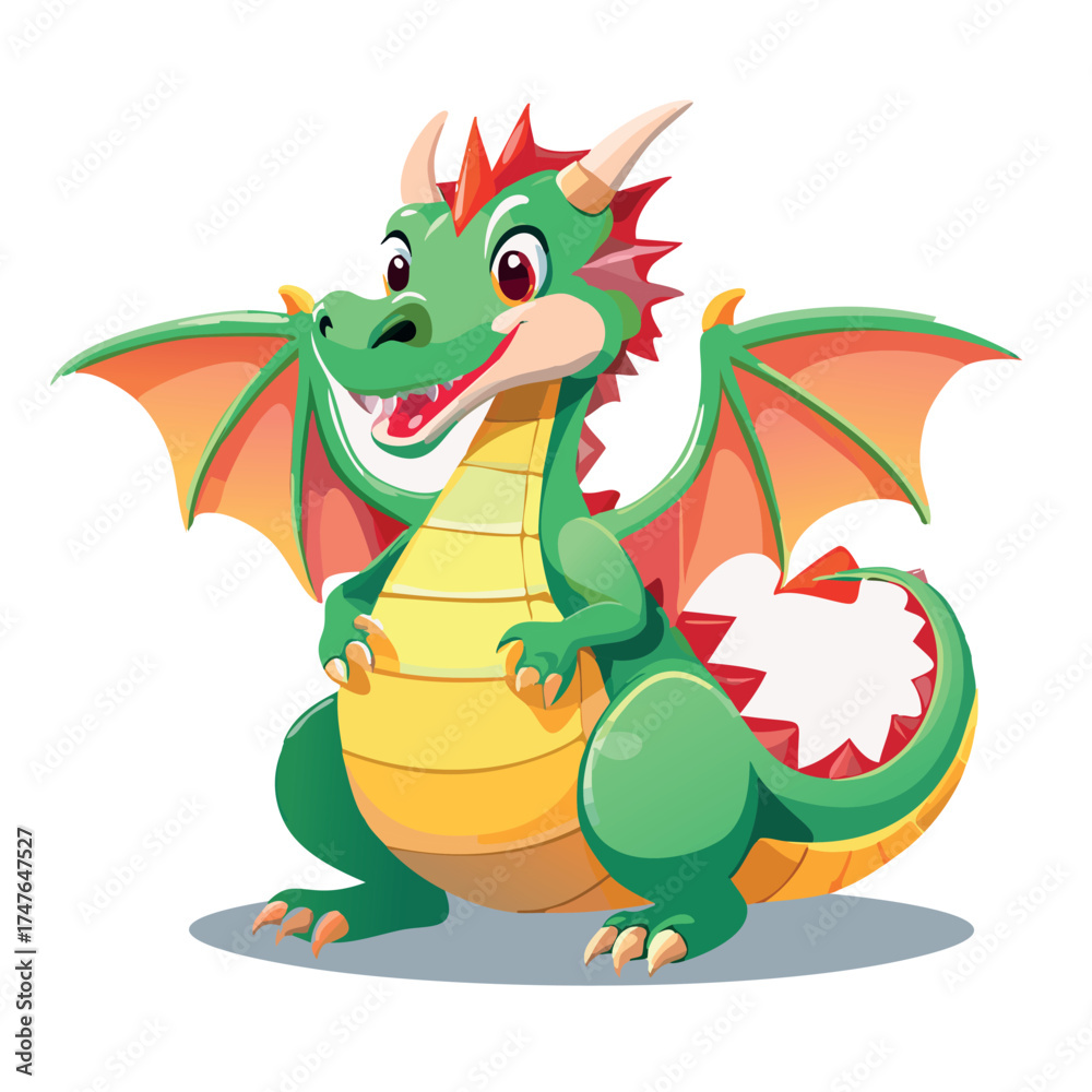 Obraz premium cartoon dragon on white background
