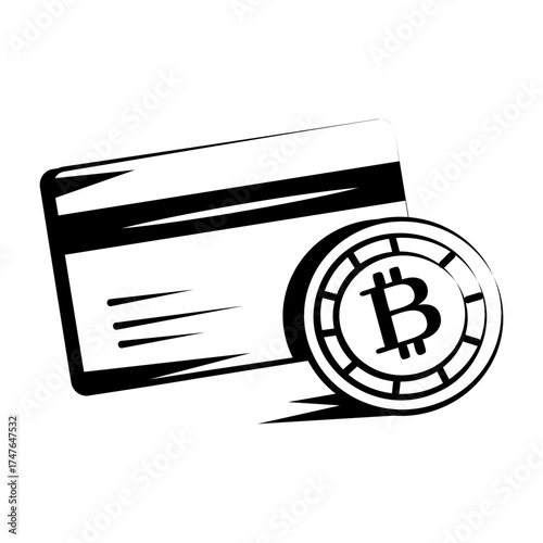 Hand drawn style icon depicting bitcoin
