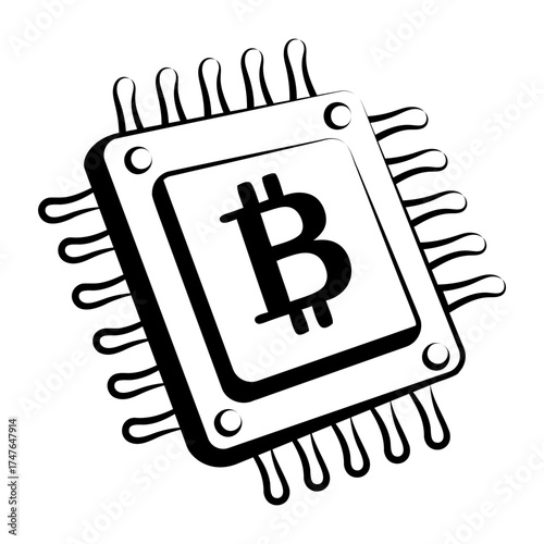 Hand drawn style icon depicting bitcoin