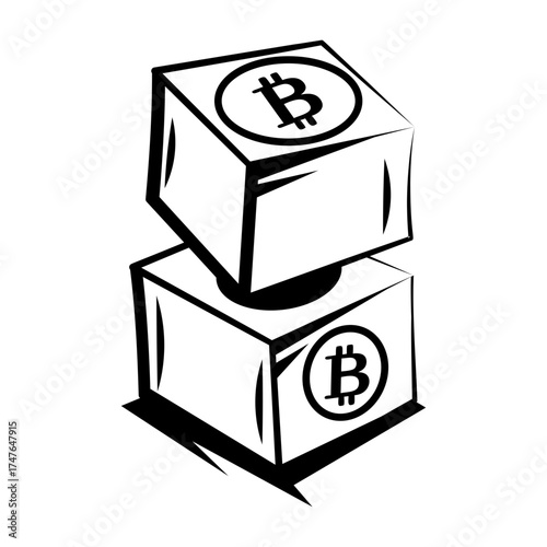 Hand drawn style icon depicting bitcoin