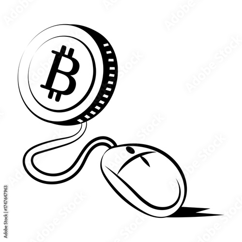 Hand drawn style icon depicting bitcoin