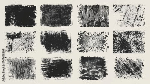 A collection of grunge textures, each with a unique, rough, and distressed appearance, perfect for adding depth and character to any design project.