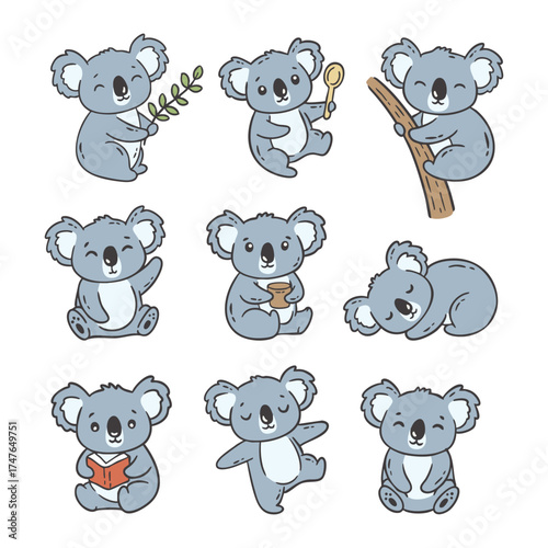 Cute Koala Doodle Cartoon Illustration