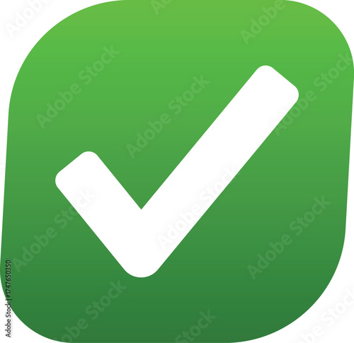 A clean and modern green check mark symbol presented on a rounded square background. Ideal for indicating success, completion, or approval across various applications and websites.