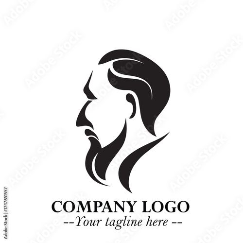 Old Man Logo Silhouette in Black on White Background in Classic Minimalist Vector Design for Branding