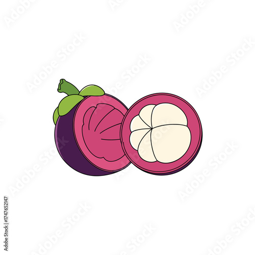 A delicious tropical fruit with a vibrant purple rind and sweet white flesh.