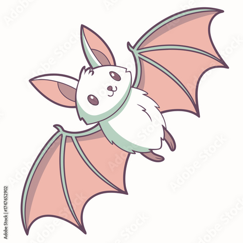 Cute cartoon bat illustration with wings extended in a friendly pose