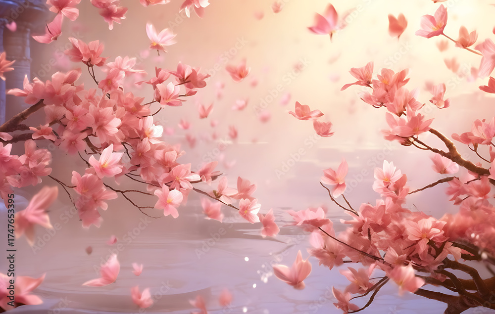 Obraz premium Delicate blossoms unfurl, their elegant petals kissed by gentle light and imbued with a dreamlike, ethereal quality