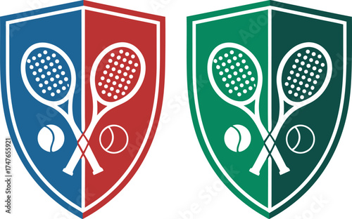 Tennis emblem with rackets and ball for sport club competition
