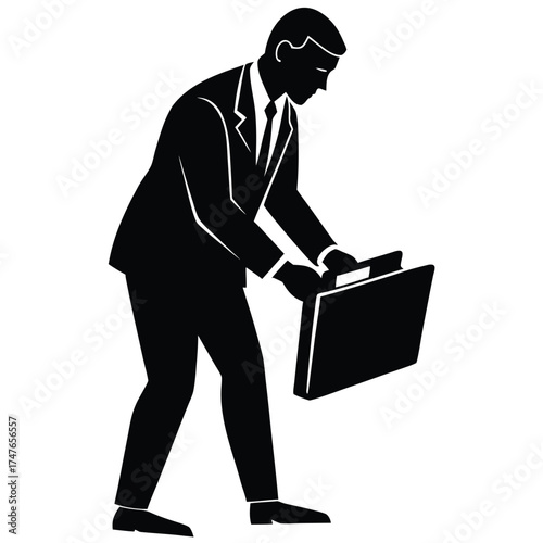 banker doing work on white background