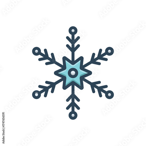 Color illustration icon for snowflake