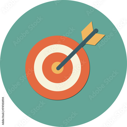 Target goal icon with arrow hitting center bullseye
