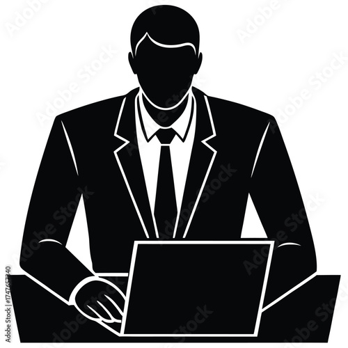 ceo doing work on white background