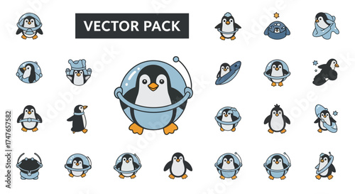 Collection of whimsical penguin vector illustrations exploring playful themes and designs
