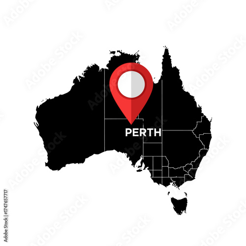 Mapping Perth Australia: A vector illustration highlighting the city's location on the continent
