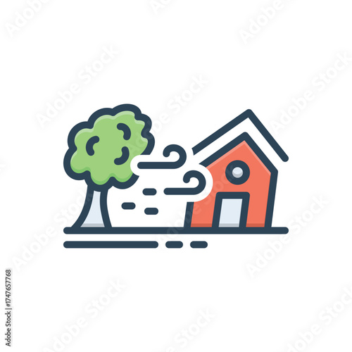 Color illustration icon for typhoon