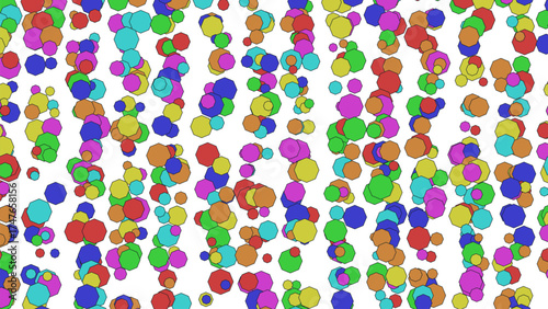 Seamless geometric circle pattern design with colorful retro dots and bright balloons vector illustration
