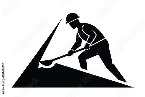 construction worker doing work on white background
