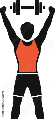 Illustration of a man performing exercise with dumbbell