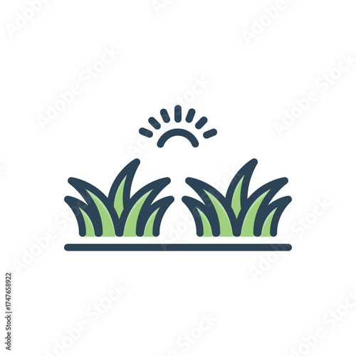 Color illustration icon for grassland