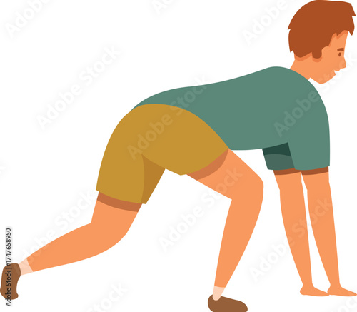 Determined athlete poised for a sprint start, embodying speed, power, and athleticism