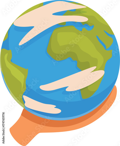 Two hands holding and protecting earth globe showing care for environment, sustainability and ecology concepts