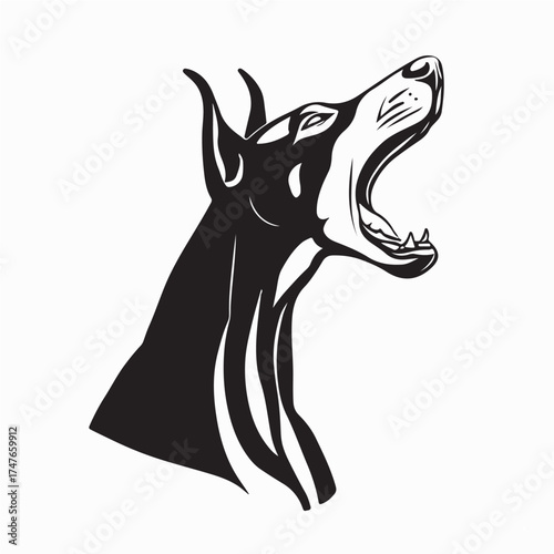 Aggressive Doberman Pinscher Image Vector Isolated on white background