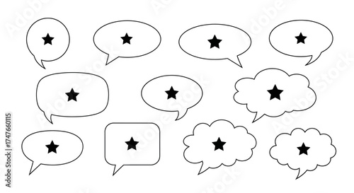 Variety of speech bubbles with star icons offering dynamic and communicative elements