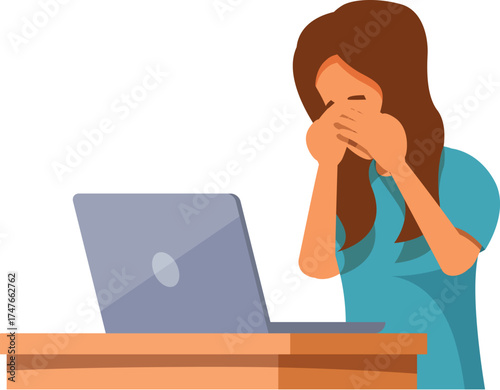 Tired business woman feeling eyestrain rubbing dry irritated eyes after long computer work, suffering from blurry vision symptom or having headache