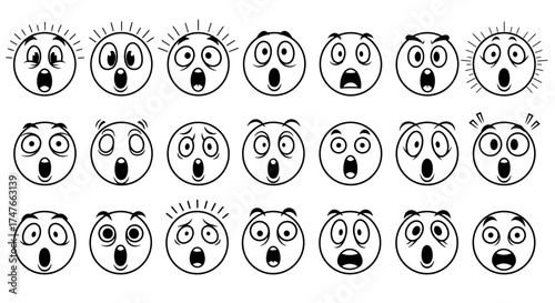 Expression of surprise, amazement, in black and white emotions of shock expression of emotions