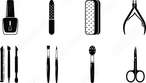 Essential manicure and pedicure tools, perfect for nail care and beauty treatments at home