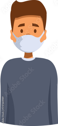 Man wearing medical or surgical mask protecting himself from virus, infection or pollution