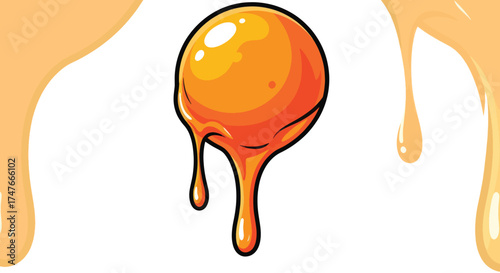 Golden Honey Droplet Dripping Sweet Liquid.