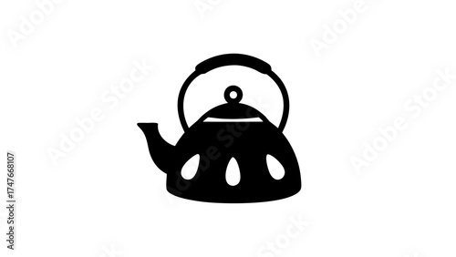 Elegant black teapot illustration, perfect for cozy cafes, tea brands, or stylish kitchen designs, scalable vector graphic provides sharp details at any size
