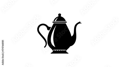 Elegant teapot silhouette for refined taste, perfect for tea time branding, cafe design, or sophisticated kitchenware promotions, originally vector graphics