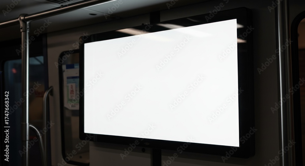 Fototapeta premium Blank Advertisement Screen on Public Transport.