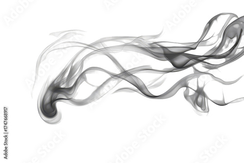 Elegant swirling smoke in shades of gray creates a soft and calming atmosphere in a minimalist setting