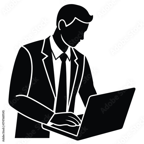 supervisor doing work on white background