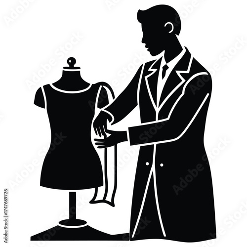tailor doing work on white background