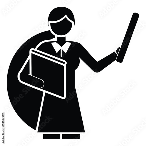 teacher doing his job vector icon on white backgro