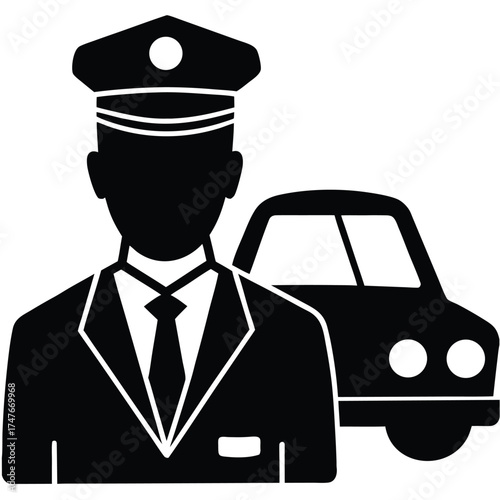 taxi driver doing work on white background