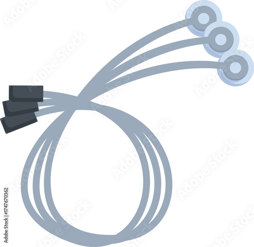 Electrocardiogram device using sensors and cables for measuring heart activity, providing vital health data