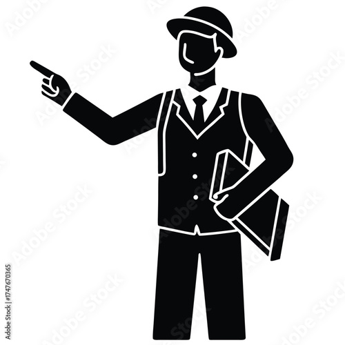 tour guide doing work on white background