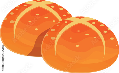 Delicious hot cross buns featuring a cross on top, symbolizing easter celebration and christian tradition